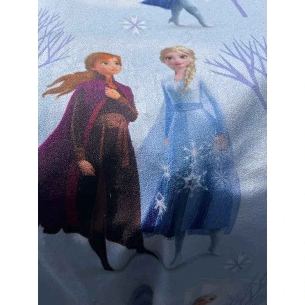 Disney Frozen II Blanket Throw 64x184 Blue EUC Anna Elsa Olaf Winter Forest 2019